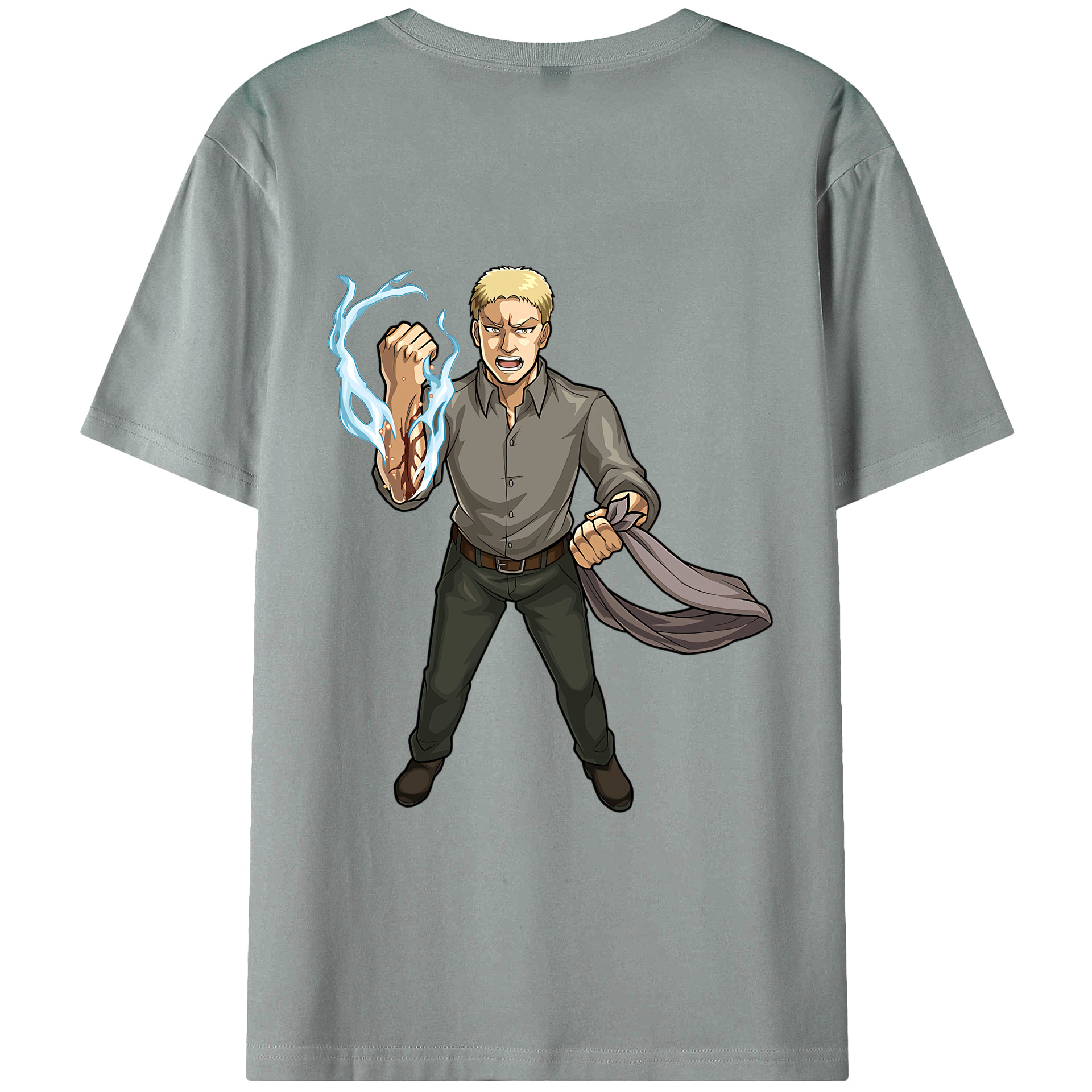 （画像用） 進撃の巨人 ライナー・ブラウン Attack on Titan Reiner Braun 綿100％ メンズ半袖Tシャツ（バックプリント） 通気性
